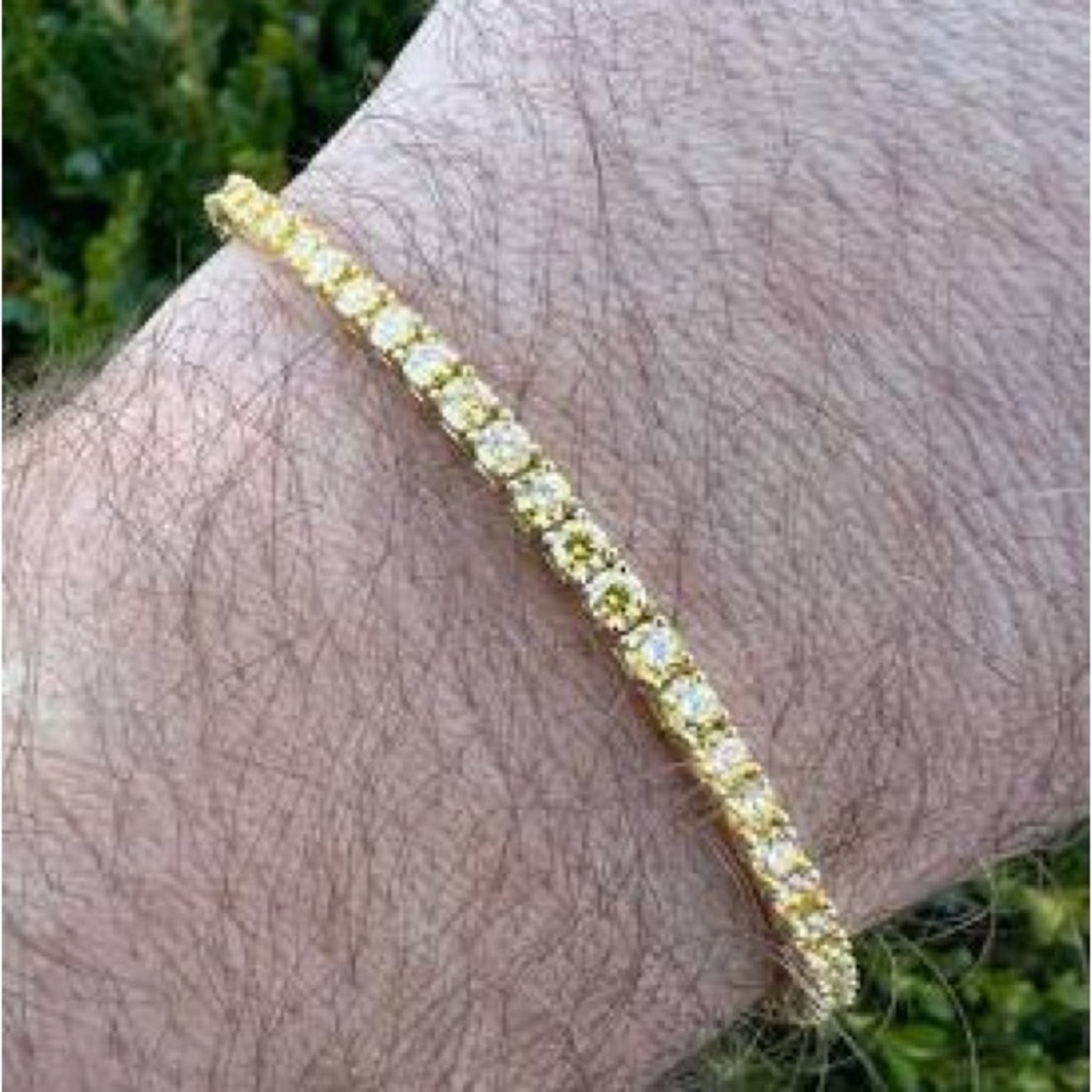 Moissanite Gold Plated Tennis Bracelet - Picture 3 of 5